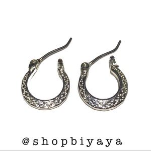 Napier Silver Stone Minimalistic Sm Hoops Earrings